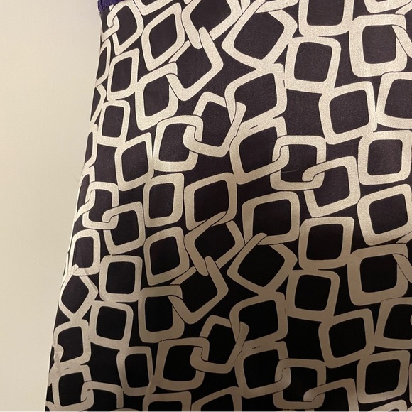 Kathryn Conover Cocktail Dress SZ 2 Black White Purple Sequin Satin Fit & Flare - Picture 4 of 7